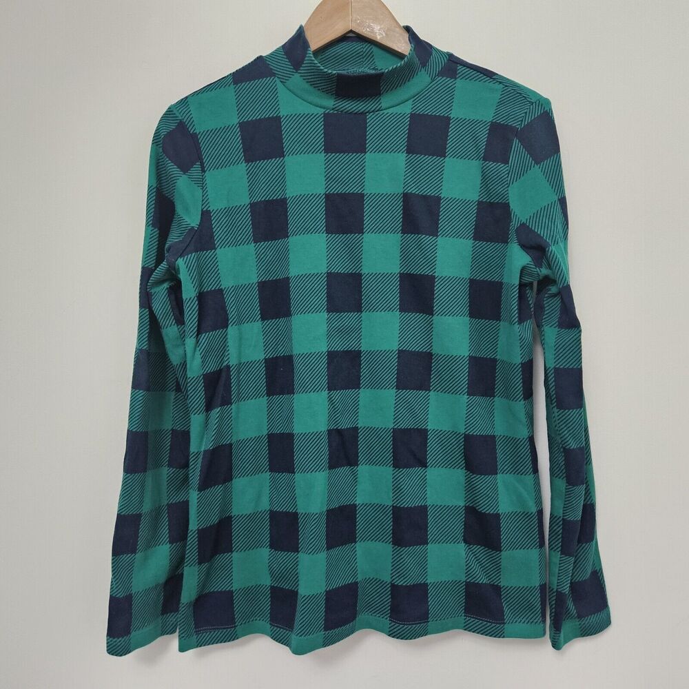 KIM ROGERS Women's Green/Black Plaid Turtle Neck Sweater Size M